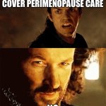 Perimenopausal LOTR | ASKING INSURANCE TO COVER PERIMENOPAUSE CARE; NO | image tagged in lotr no,perimenopause | made w/ Imgflip meme maker