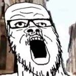 Soyjak walking through city GIF Template