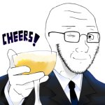 Soyjak cheers champagne