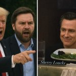 Angry Trump Happy Newsom