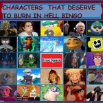 characters that deserve to burn in hell bingo | BLACK ARIEL | image tagged in characters that deserve to burn in hell bingo,extra-hell,media,democrats,villains,devil | made w/ Imgflip meme maker