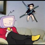 spamton taped onto the wall meme