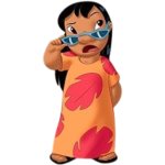 Lilo Pelekai Wearing Orange Dress With Red Leaves