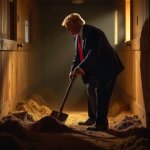 trump shoveling horse manure