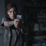 Ellie points gun at you