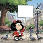 Mafalda com Cartaz