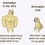 animation then vs now | image tagged in gifs,memes,funny,funny memes | made w/ Imgflip video-to-gif maker