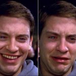 Spider man sad then happy