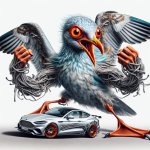 Angry seagull protecting car