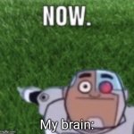 Me brain be like: | My brain: | image tagged in now | made w/ Imgflip meme maker