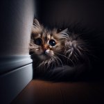 Scared cat shivering