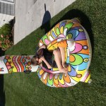kid in inflatable llama