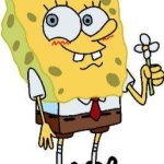 Spongebob holding flower