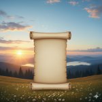 Ancient Scroll with Serene Background