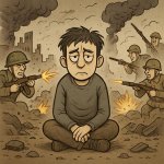 Depressed guy want to stay neutral middle of war