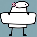 Flork holding a sign