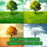 Changing seasons | WATCHING SEASONS CHANGE IS FASCINATING | image tagged in changing seasonsns,nature,beautiful nature | made w/ Imgflip meme maker