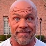 Bald guy staring