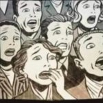 Shocked comic book crowd