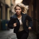 Woman running away