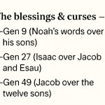 The blessings & curses —Gen 9 (Noah’s words over his sons), Gen