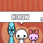 Rhythm Heaven Fever Trio | NI HOW | image tagged in rhythm heaven fever trio | made w/ Imgflip meme maker