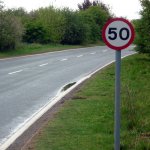 50 MPH British speed limit sign