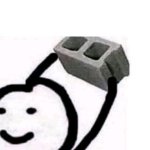 Stickman holds brick