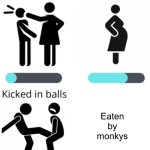 fun | Eaten by monkys | image tagged in levels of pain | made w/ Imgflip meme maker