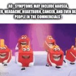 new pill alert | AD : SYMPTOMS MAY INCLUDE NAUSEA, FEVER, HEADACHE, HEARTBURN, CANCER, AND EVEN DEATH.
PEOPLE IN THE COMMERCIALS : | image tagged in gifs,dance,memes,mcdonalds,medicine | made w/ Imgflip video-to-gif maker