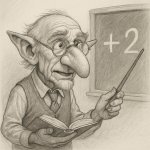 Big goblin nose old man teaching