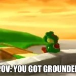 Yoshi XXI | POV: YOU GOT GROUNDED | image tagged in sad yoshi,yoshi | made w/ Imgflip meme maker