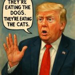 Donald trump saying " they're eating the dogs, They're eating th