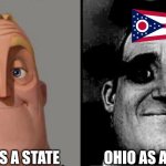 difference | OHIO AS A STATE; OHIO AS A MEME | image tagged in traumatized mr incredible | made w/ Imgflip meme maker