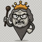 A transparent background map locator pin disguised as a angry ug