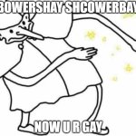 *Not funny, didn't laugh* | BOWERSHAY SHCOWERBAY; NOW U R GAY | image tagged in skidaddle skidoodle,gay | made w/ Imgflip meme maker