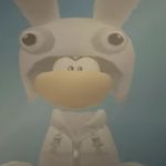 Rayman in a rabbid costume