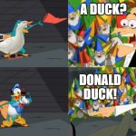 An ordinary Platypus? | A DUCK? DONALD DUCK! | image tagged in an ordinary platypus | made w/ Imgflip meme maker