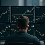 trader on 3 screens,