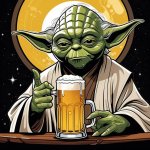 Yoda with a beer