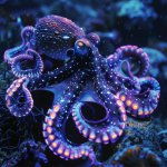 Oodako glowing in the abyss