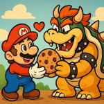 Mario loving bowser with a cookie