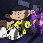 Angry Kuki Sanban with Rainbow Monkey