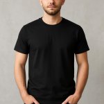 Person wearing blank black tee shirt
