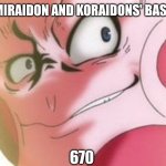 Koraidon and Miraidon base stat total | WHEN I SEE MIRAIDON AND KORAIDONS' BASE STAT TOTAL; 670 | image tagged in threatening mr mime | made w/ Imgflip meme maker