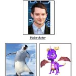Elijah Wood | image tagged in same voice actor,elijah wood,happy feet,warner bros,spyro,the legend of spyro | made w/ Imgflip meme maker