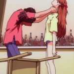 Shinji strangling Asuka