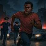black dude runing awey from cops