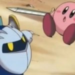 Meta Knight Points At Kirby