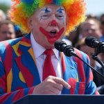 Donald Trump clown suit speaking